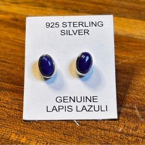 Sterling Silver Lapis Lazuli Oval Stud Earrings